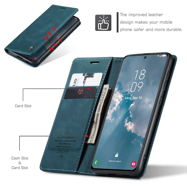 CaseMe Samsung Galaxy S23 Vintage Etui - Blå Blue