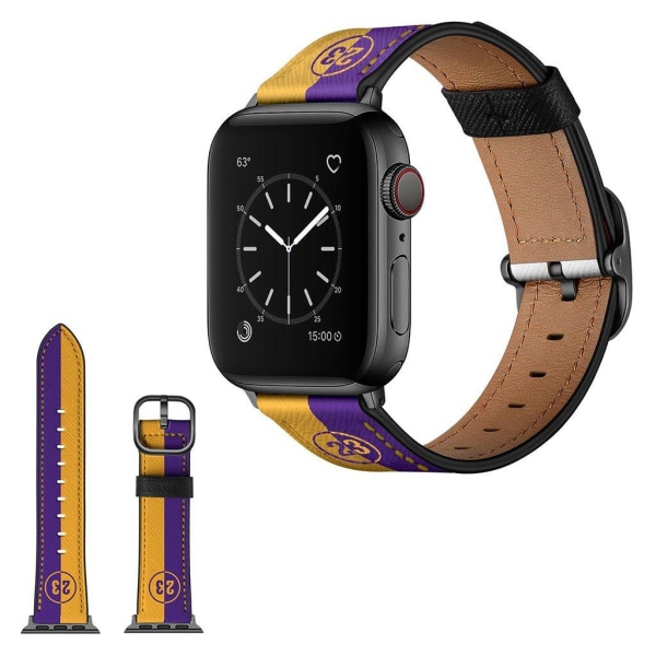 Apple Watch 40 mm dobbeltfarvet læderurrem - Gul / Lilla Multicolor