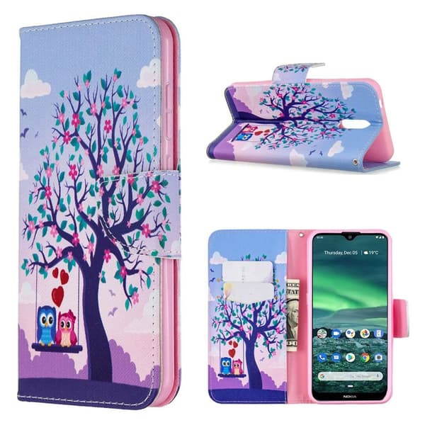 Wonderland Nokia 2.3 flip-etui - Tre Og Par Ugler Multicolor
