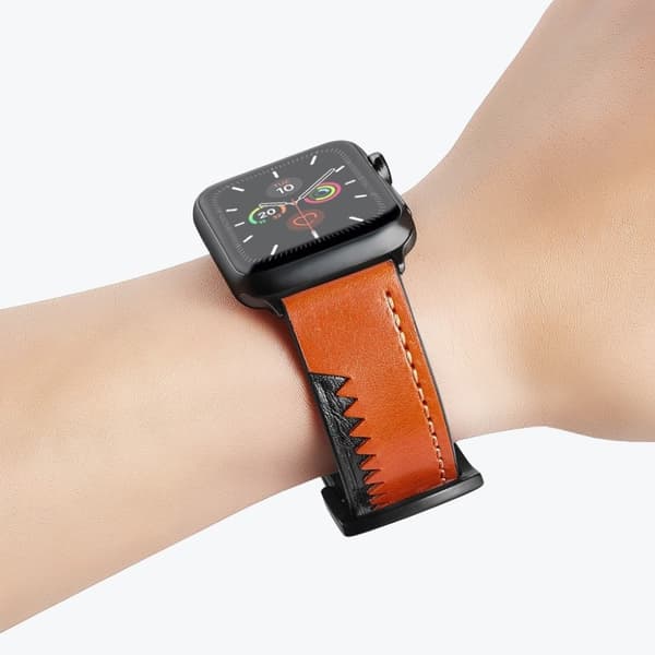 Ekte lær taggete klokkerem til Apple Watch Series 5 / 4 40mm - Lysebrun Brown