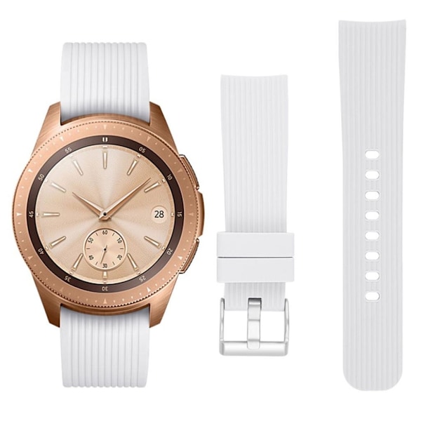 Samsung Galaxy Watch (42mm) erstatnings urrem i silikone med stribet tekstur - Hvid White
