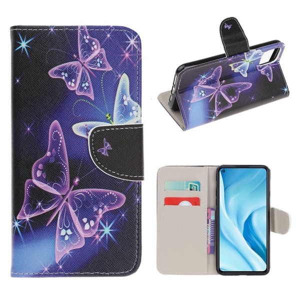 Wonderland Xiaomi Mi 11 Lite 5G / Xiaomi Mi 11 Lite flip kuoret - Kimallus Perhonen Purple