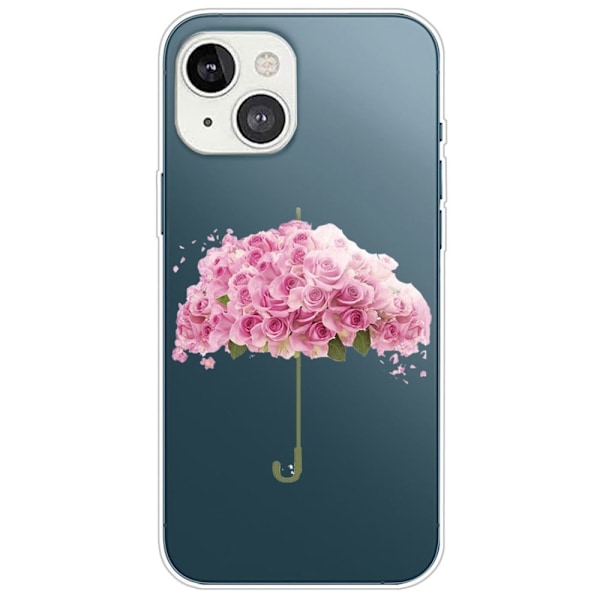 Deco iPhone 14 skal - Paraply Med Blomma Rosa