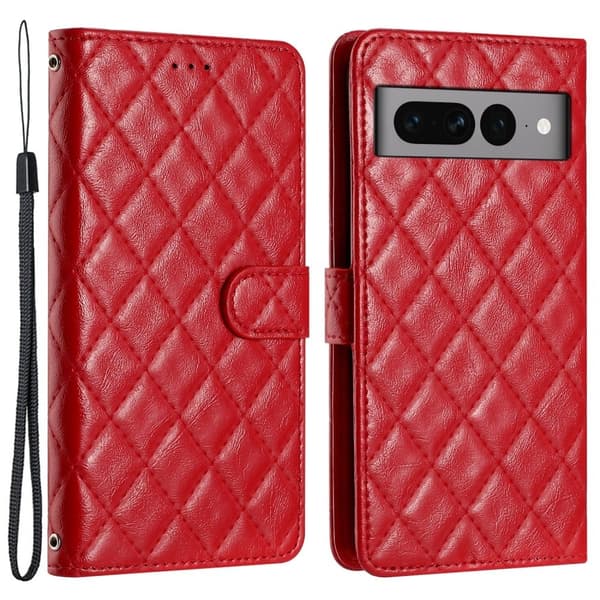 Funksjonelt rombe lommebokdeksel for Google Pixel 8 Pro - Rød Red