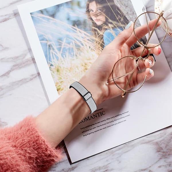 Xiaomi Mi Smart Band 4 / 3 nylon elastisk urrem - Sort / Hvid White