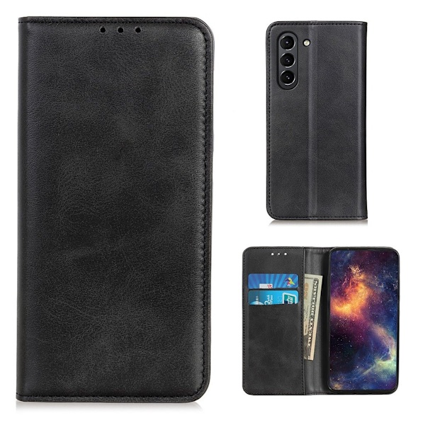 Äkta läder Samsung Galaxy S21 FE fodral - Svart Svart
