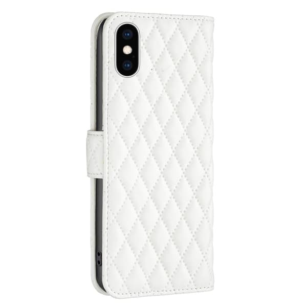 Rombemønster, matt flip-deksel for iPhone Xs Max - Hvit White