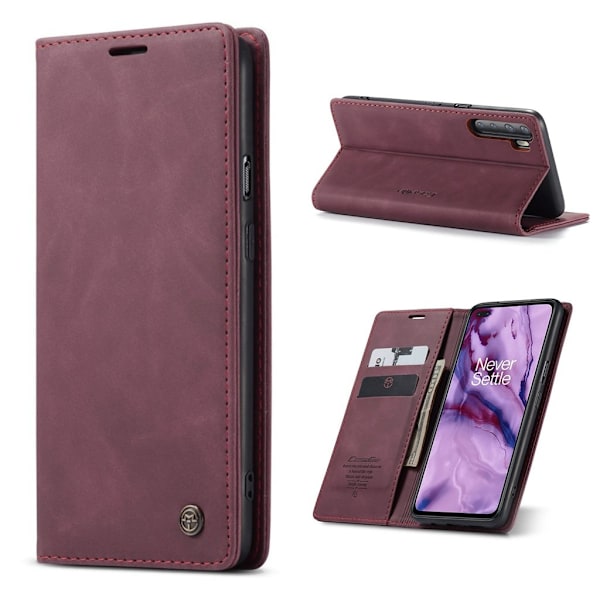 CaseMe OnePlus Nord vintage-kotelo - Viininpunainen Red