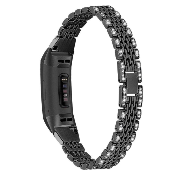 Fitbit Charge 4 / 3 cool rhinestone décor watch band - Black Svart