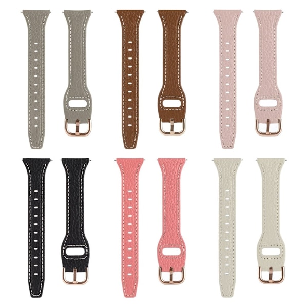 20 mm Universal klockarmband i äkta läder med litchitextur - Aprikos Vit