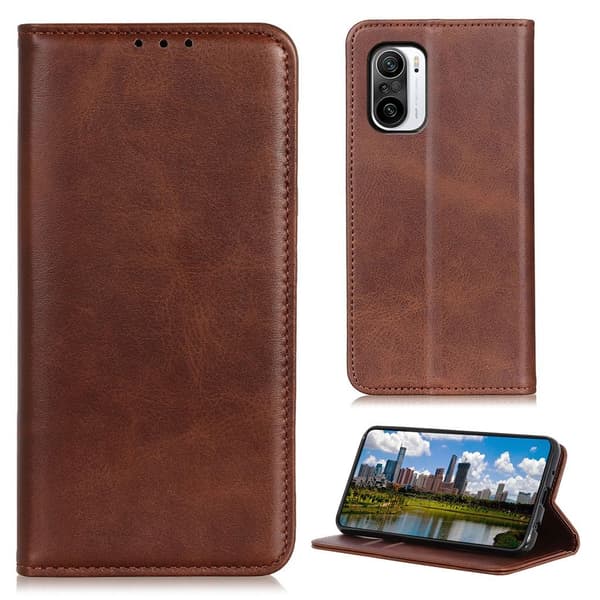 Wallet-style ægte Læder Flipcase til Xiaomi Mi 11i / K40 / Poco F3 - Kaffe Brown