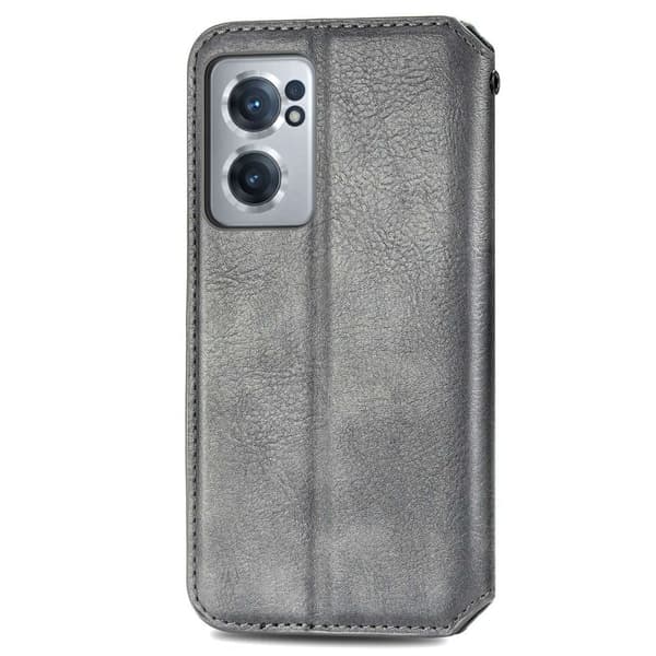 Läder OnePlus Nord CE 2 5G fodral med romb-design - Silver/Grå Silvergrå