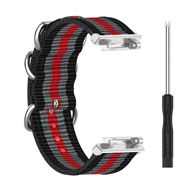 Amazfit T-Rex 2 nylon urrem - Sort / Rød / Grå Red