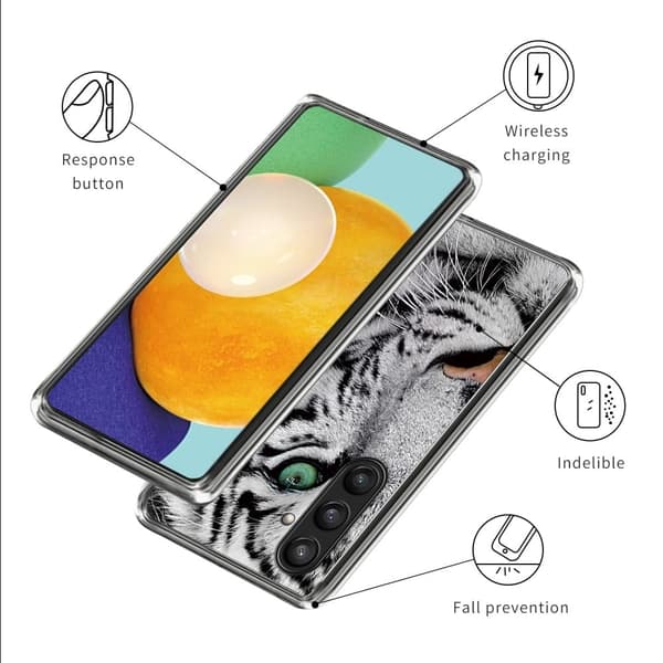 Deco Samsung Galaxy S23 FE kotelot - Tiikerin Pää Silver grey