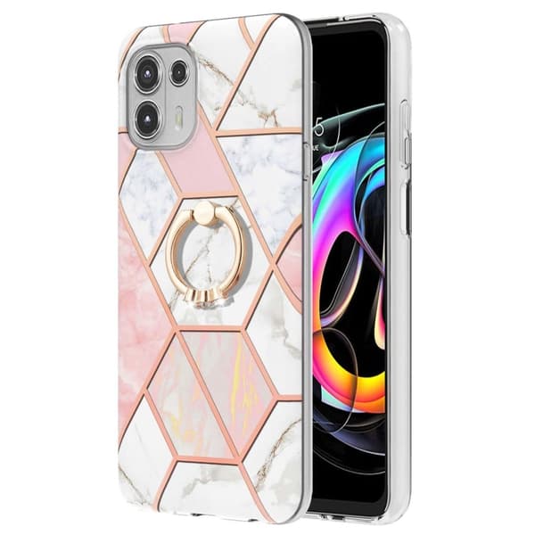 Marmormotiv Motorola Edge 20 Lite skal - Rosa / Vit Rosa