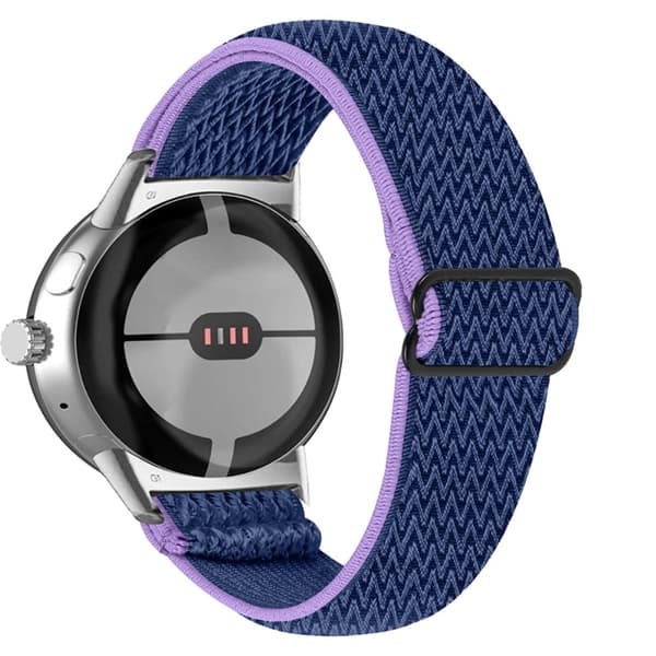 Elastiskt klockarmband i vävd stil för Google Pixel Watch med silverfärgad kontakt - Lila / Blå Blå