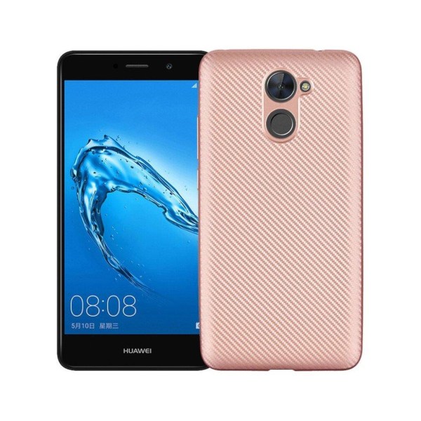 Huawei Y7 hiilikuitutekstuurinen suojakuori - Ruusukulta Pink