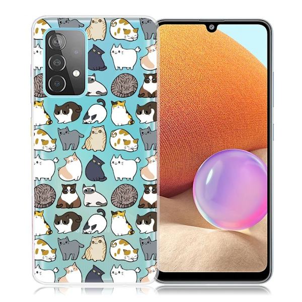 Deco Samsung Galaxy A32 Etui - Katter Multicolor