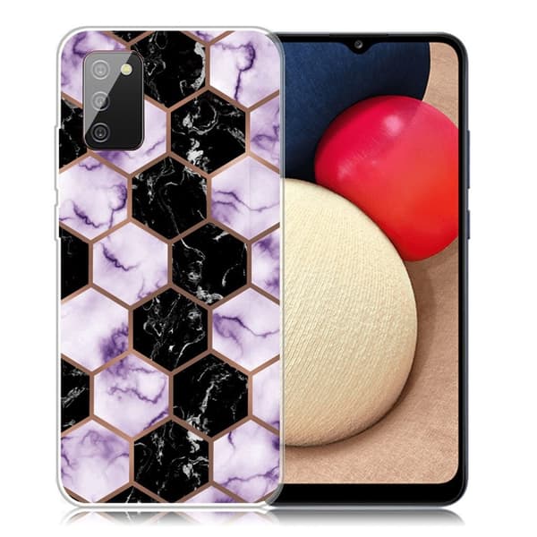 Marble Samsung Galaxy A02s Etui - Honeycomb Marble in Purple Multicolor