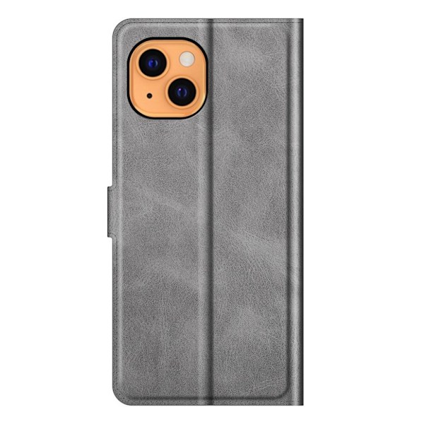 Hållbart konstläder iPhone 13 fodral med plånbok - Silver/Grå Silvergrå