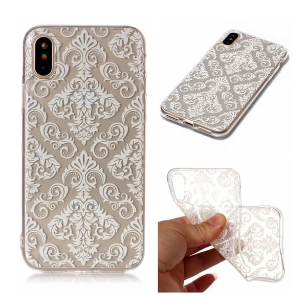 iPhone X-mønster IMD blødt TPU etui - diamandtmønster White