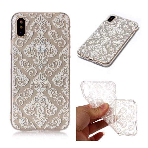 iPhone X Mønster Imd Myk TPU Etui - Diamond Mønster White