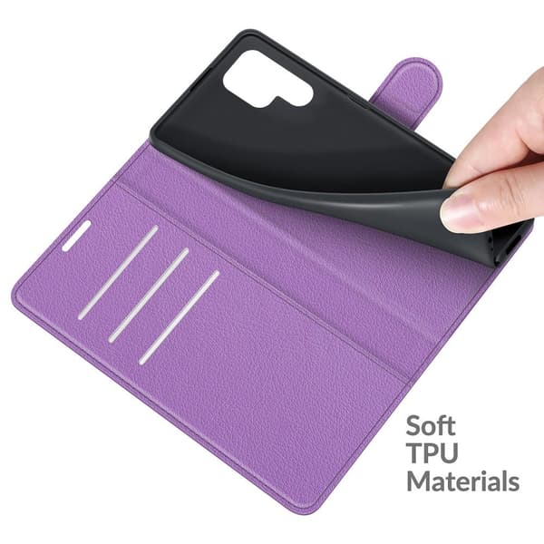Klassisk Samsung Galaxy S22 Ultra flip etui - Lilla Purple