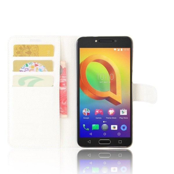 Alcatel A5 litsipintainen nahkakotelo - Valkoinen White