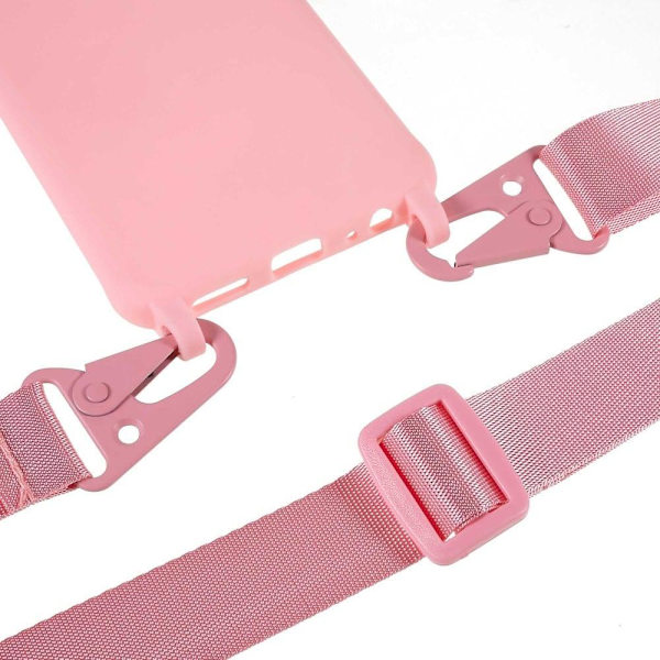 Tyndt TPU-etui med mat finish og justerbar strop til Samsung Galaxy A22 5G - Lyserød Pink