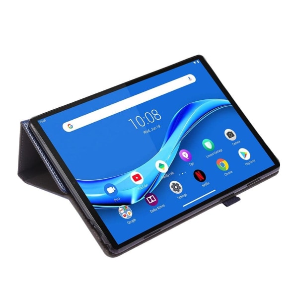 Foldable case with Lichi-texture for Lenovo Tab M10 - Blue Blå