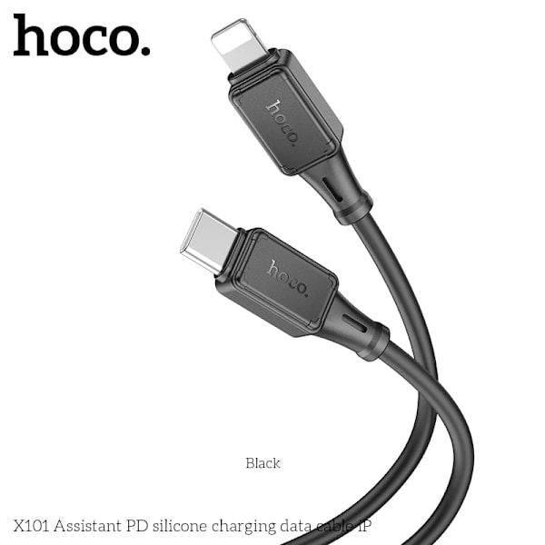 X101 Assistant PD silicone charging data cable iP Black Black