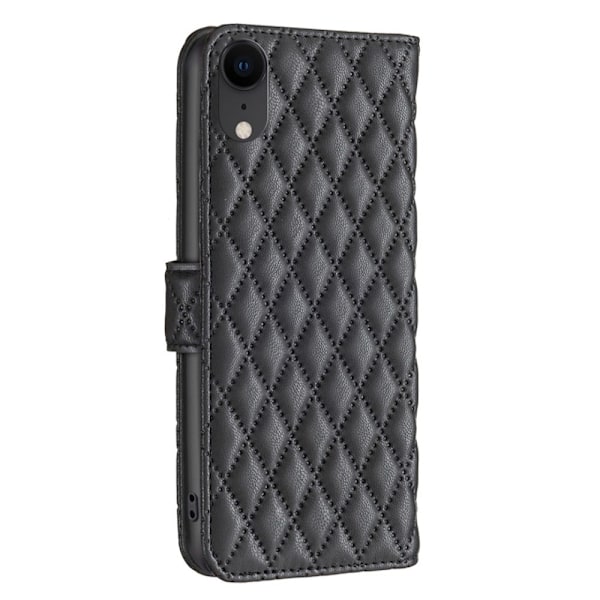 Rhombus mat iPhone Xr flip etui - Sort Black