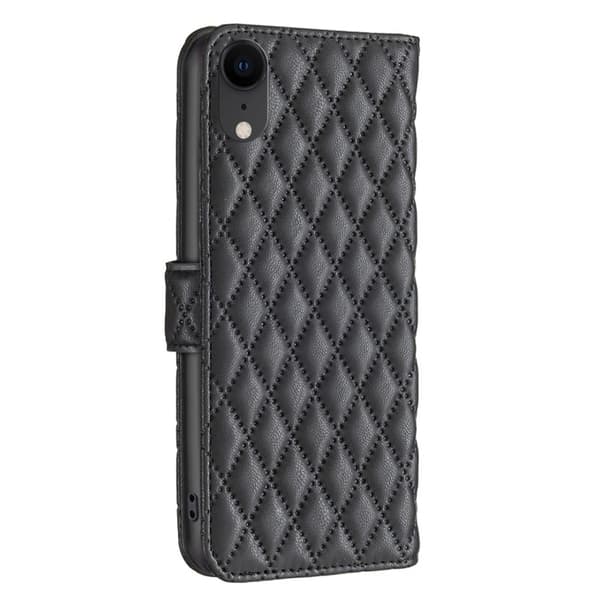 Rombemønster, matt flip-deksel for iPhone Xr - Svart Black