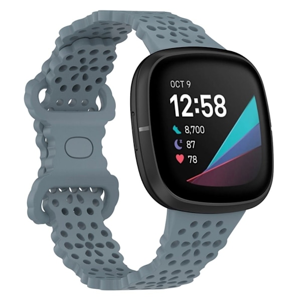 Fitbit Versa 4 / Sense 2 / Versa 3 / Sense klockarmband i blommig stil med spets - Stålblå Blå