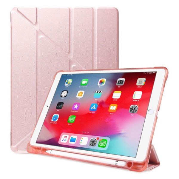 iPad 10.2 (2019) origami læder flip etui - Rødguld Pink