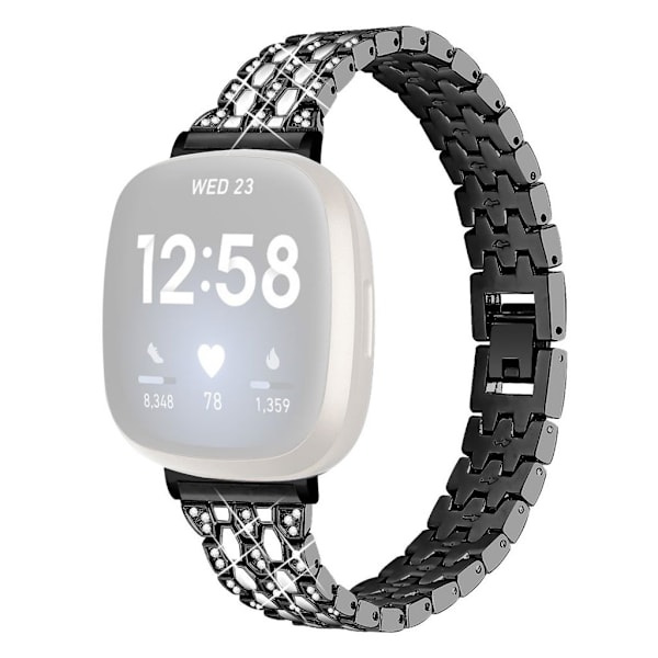Fitbit Sense / Versa 3 shiny rhinesten décor rem - sort Black