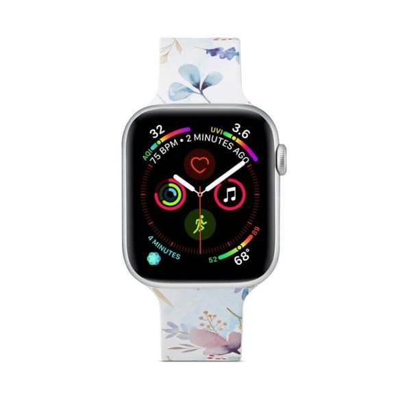 Apple Watch Series 5 44 mm mønsterarmbånd i silikon - Blomst Multicolor