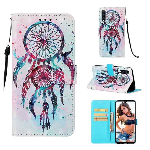 Samsung Galaxy A70 mønster læretui - Dream Catcher Multicolor