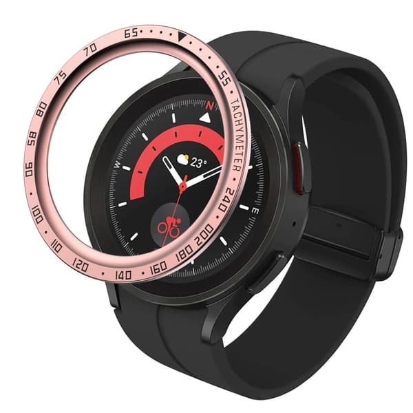Samsung Galaxy Watch 5 Pro klockring - Roséguldring Svarta Bokstäver Rosa