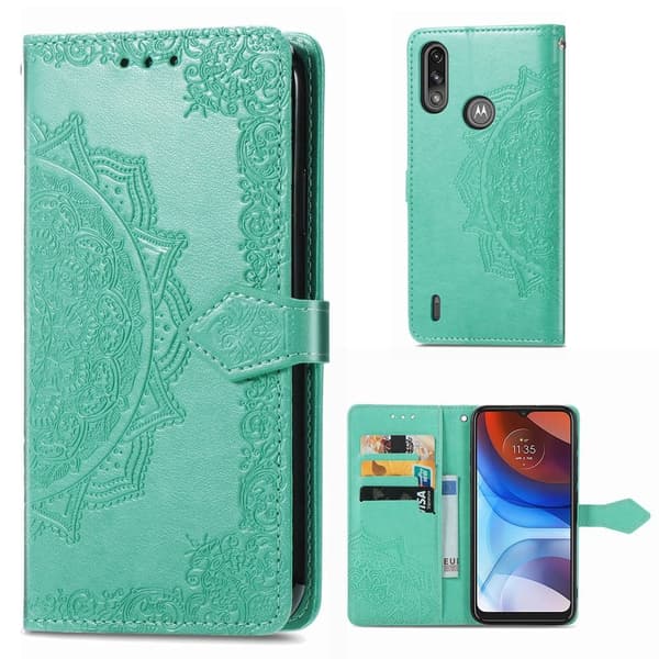 Butterfly Motorola Moto E7 Power Flip Etui - Grøn Green