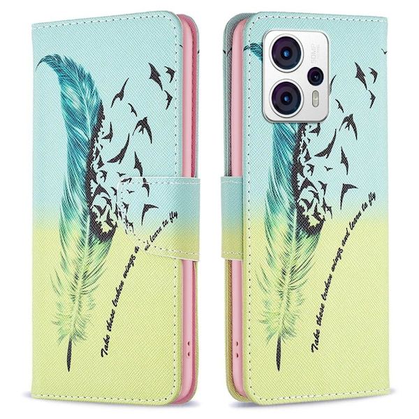 Wonderland Motorola Moto G23 / G13 / G53 Flip Etui - Fjer Green