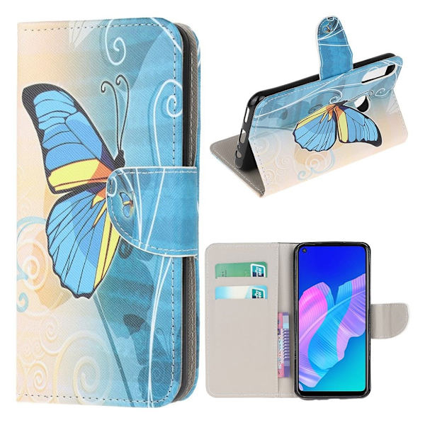 Wonderland Huawei P40 Lite E Etui - Blå Sommerfugl Multicolor