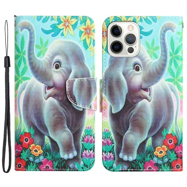 Wonderland iPhone 14 Pro Max Flippetui - Elefant Multicolor