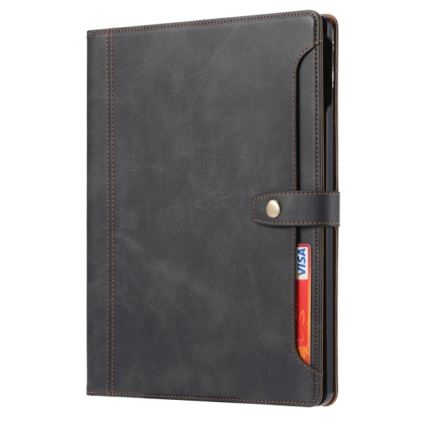 iPad Pro 12.9 (2021) wallet design leather flip case with pen slot - Black Black