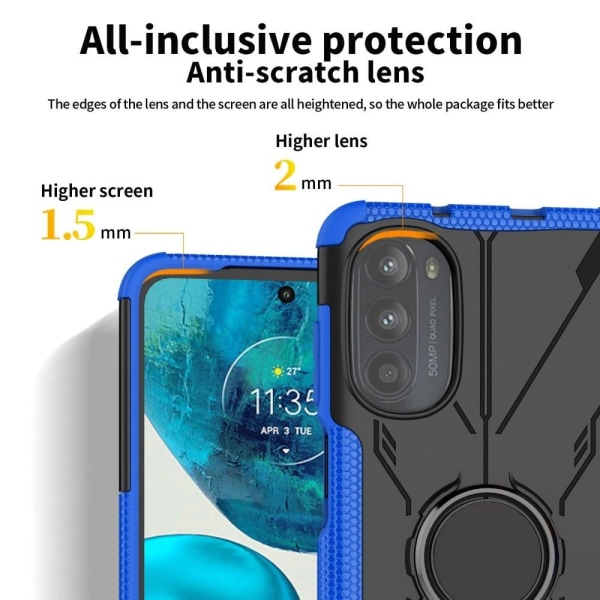 Kickstand-skydd med magnetisk platta för Motorola Moto G82 / G52 - Vit Vit