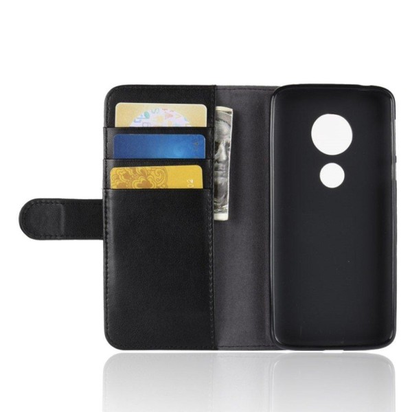 Motorola Moto E5 mobilskal genuin läder stående plånbok - Svart Svart