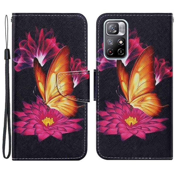 Wonderland Xiaomi Redmi Note 11T 5G / Note 11s 5g Flip Etui - Sommerfugl og Blomst Black