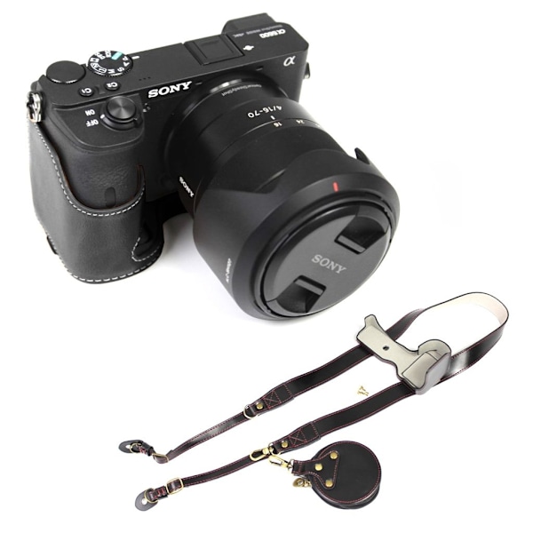 Sony Alpha A6600 hållbart läderfodral - Svart Svart