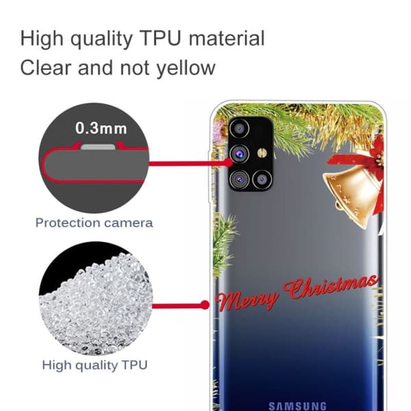 Juleveske til Samsung Galaxy M51 - Kristtorn Og Bjelle Gold