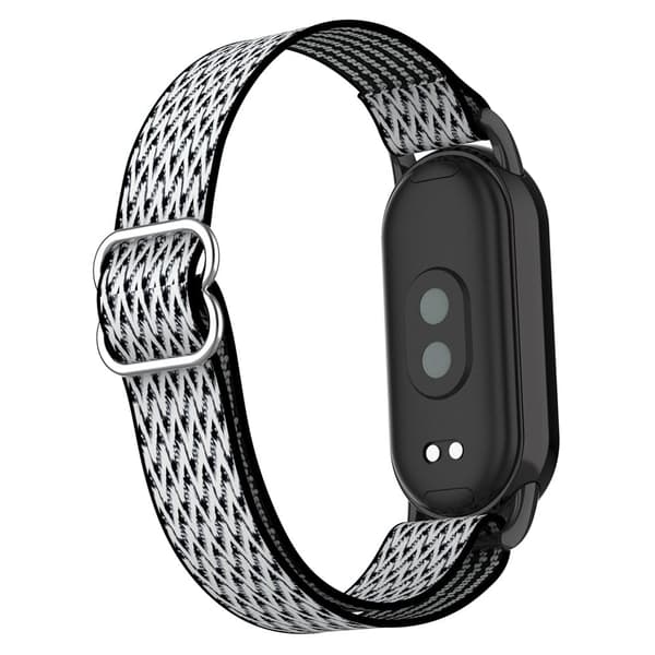 Xiaomi Smart Band 9 / 8 Nylon Wave Pattern Watch Strap Metal Clasp Justerbar armbånd - Sort / Hvid White